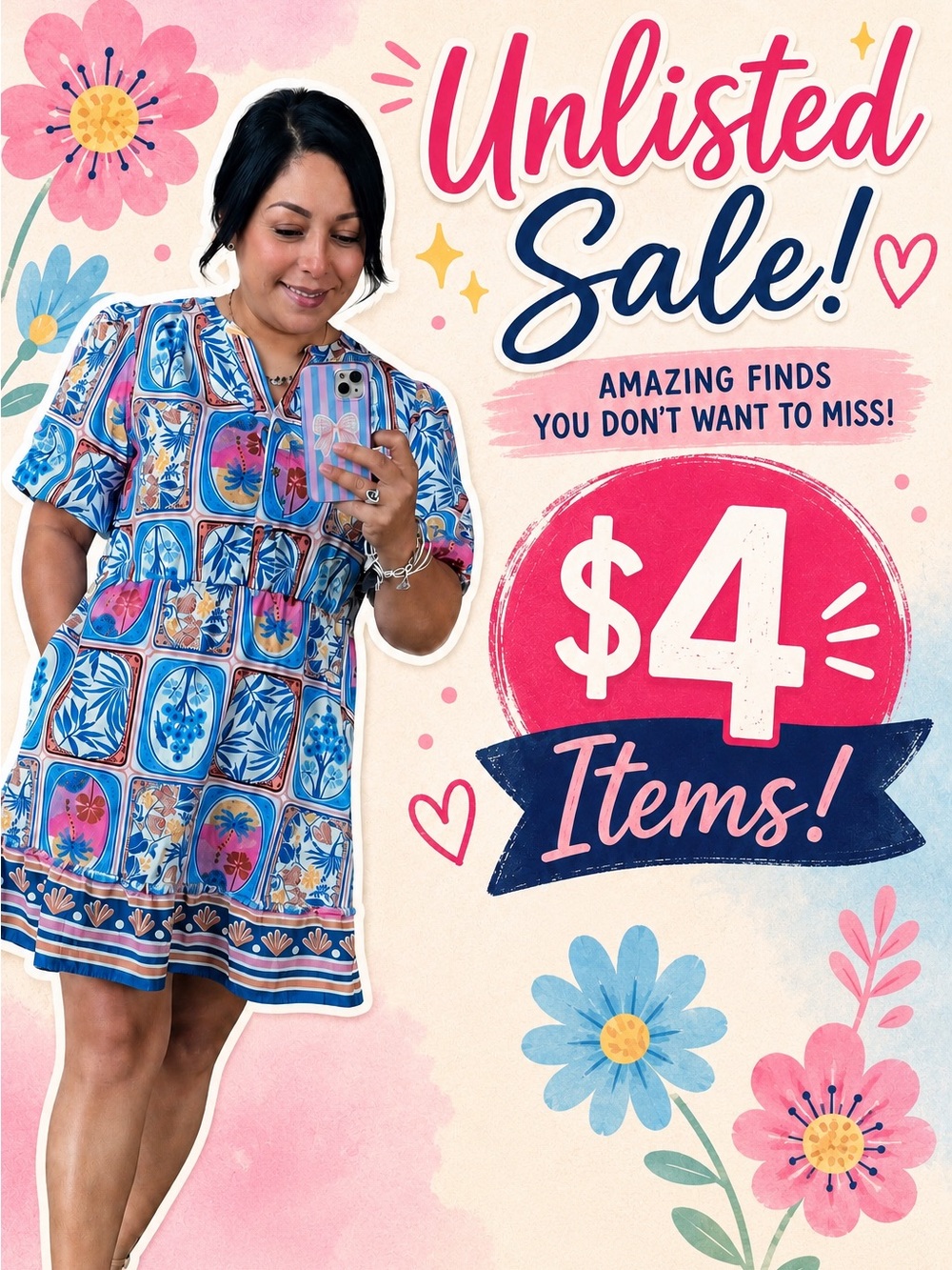Women's Blue Printed Short Sleeve Tunic Top